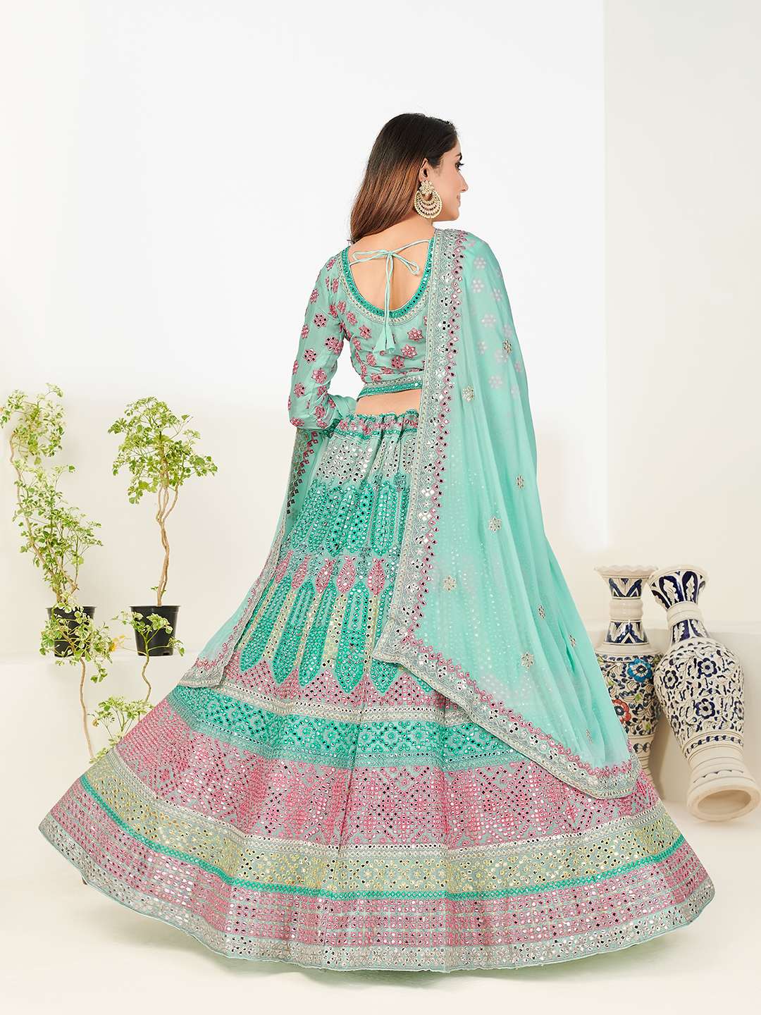 Aqua Blue 1140  Lehenga Choli   Buy Georgette Designer Lehenga Choli Online .