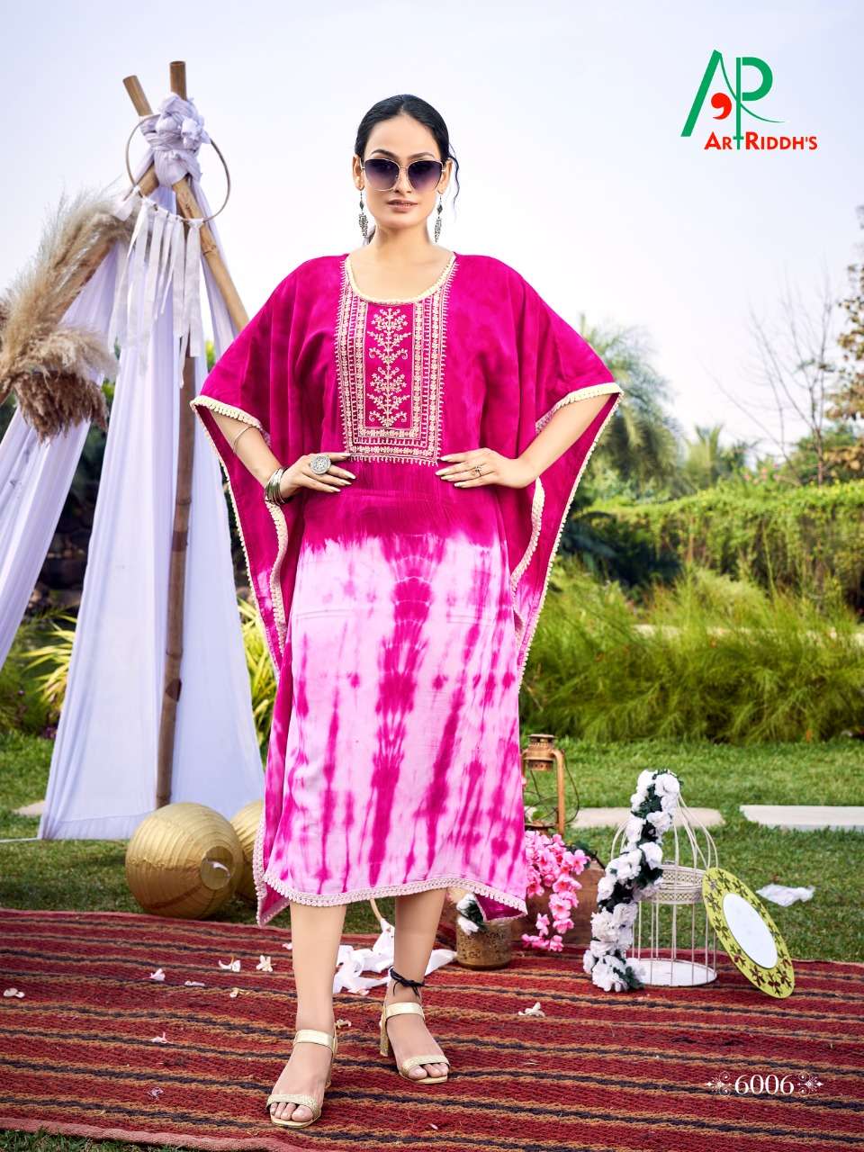 Art Riddhs Kaftan Catalog Fancy Wear Rayon Long Kaftan Kurtis 