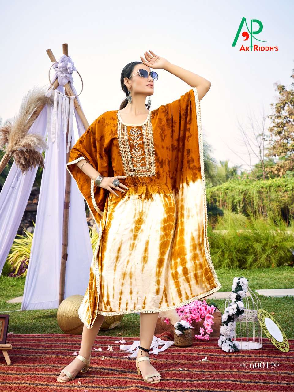 Art Riddhs Kaftan Catalog Fancy Wear Rayon Long Kaftan Kurtis 