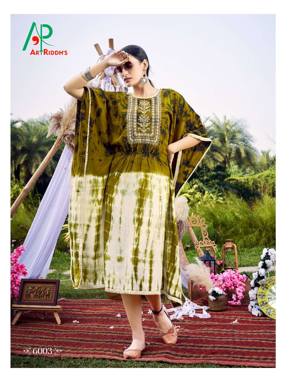 Art Riddhs Kaftan Catalog Fancy Wear Rayon Long Kaftan Kurtis 