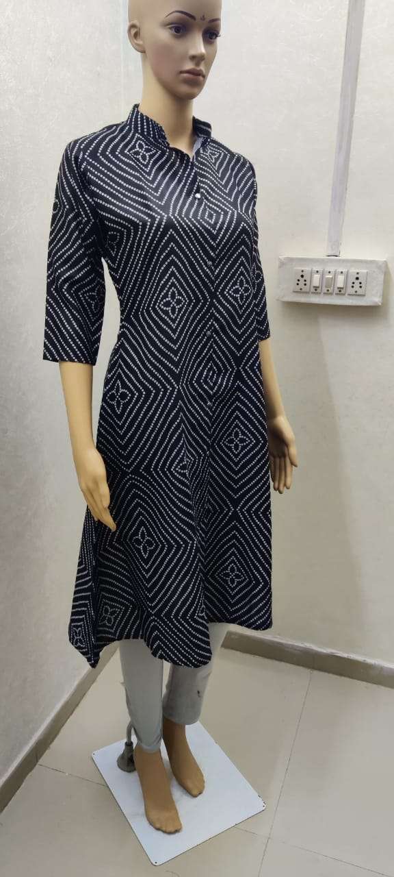 Bandhani Special Daily Wear A-Line  Cotton Printed Long Kurtis Wholesale
