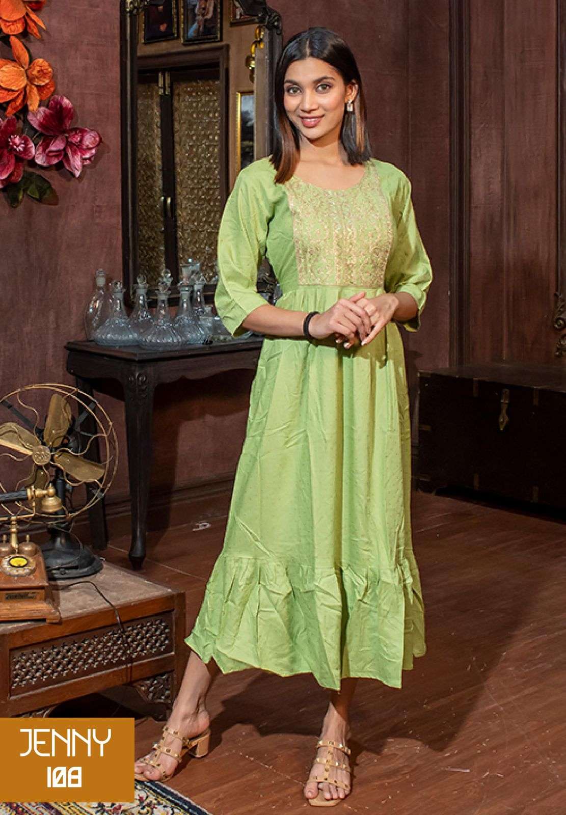 Beauty Queen Jenny catalog  Designer Long Rayon Kurtis