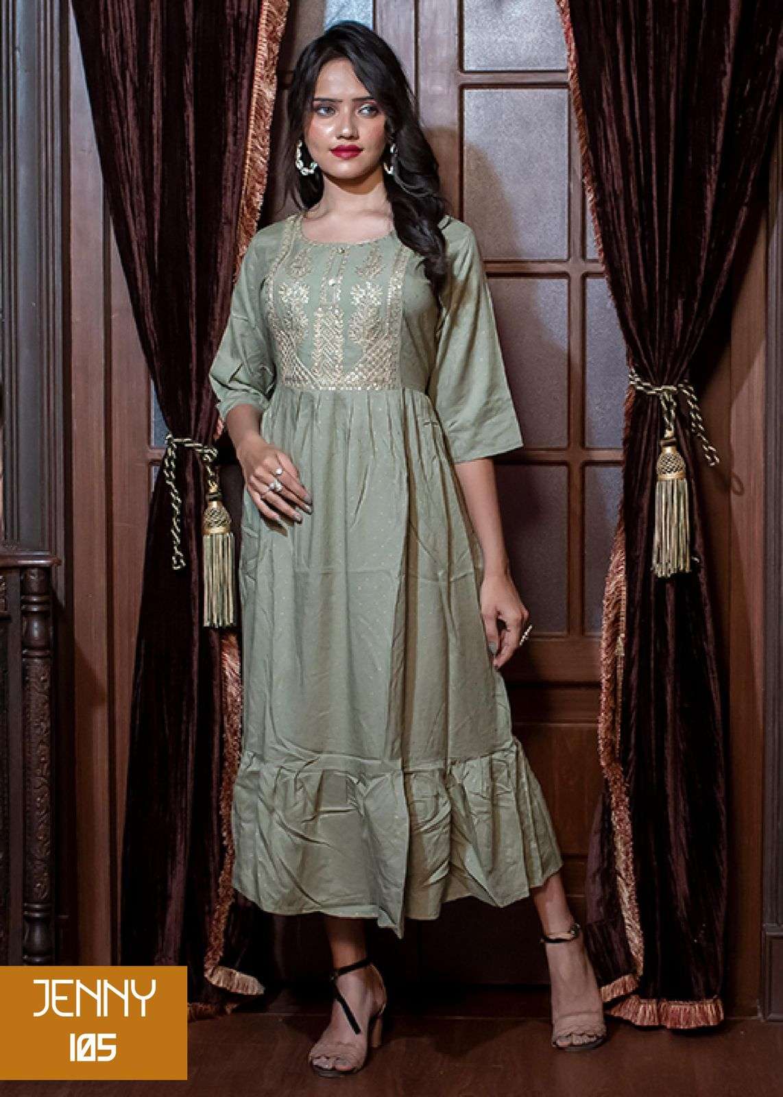Beauty Queen Jenny catalog  Designer Long Rayon Kurtis