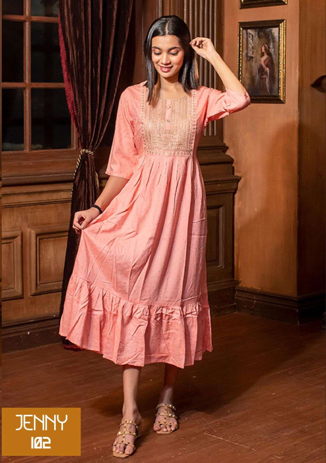 Beauty Queen Jenny catalog  Designer Long Rayon Kurtis