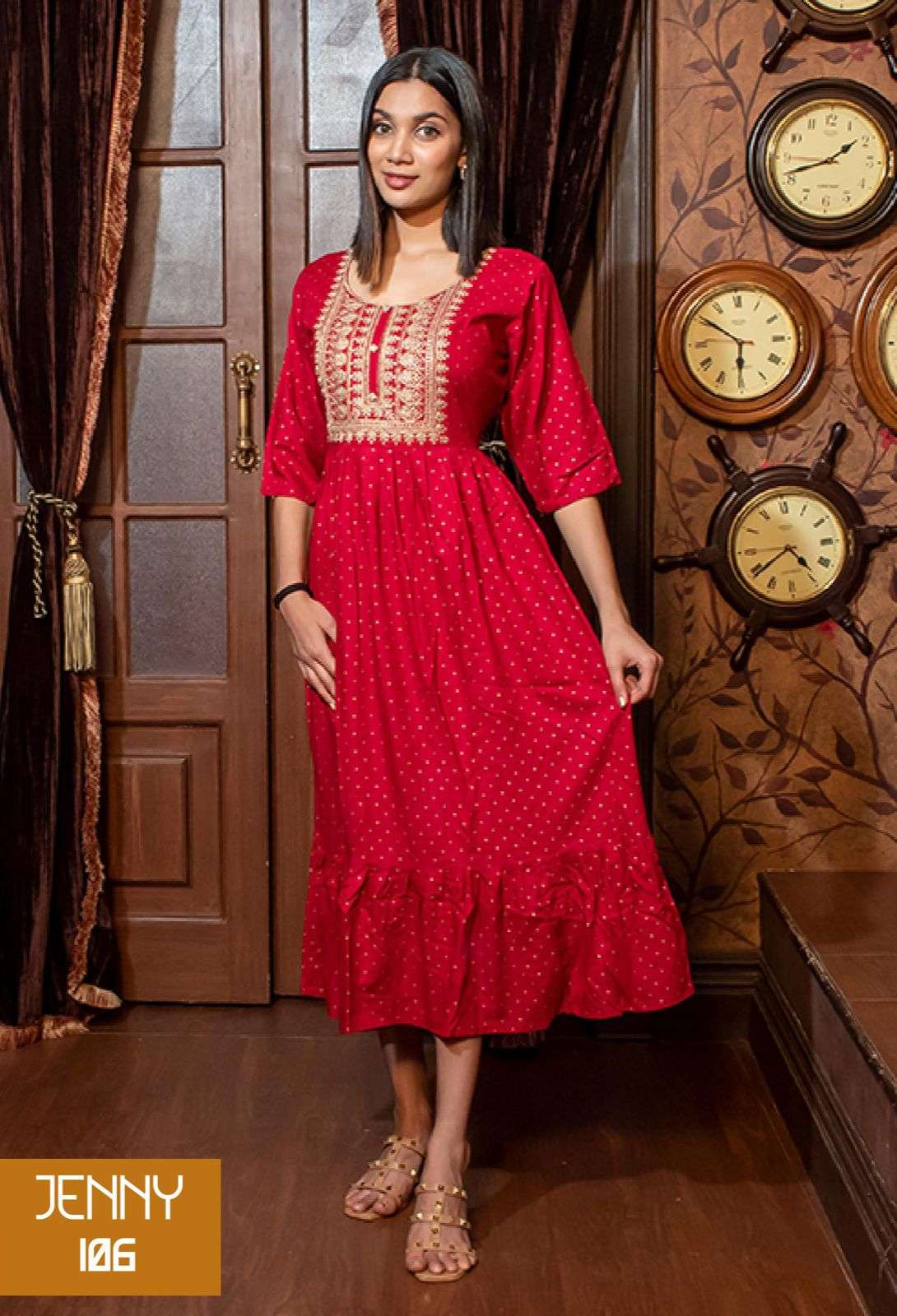Beauty Queen Jenny catalog  Designer Long Rayon Kurtis