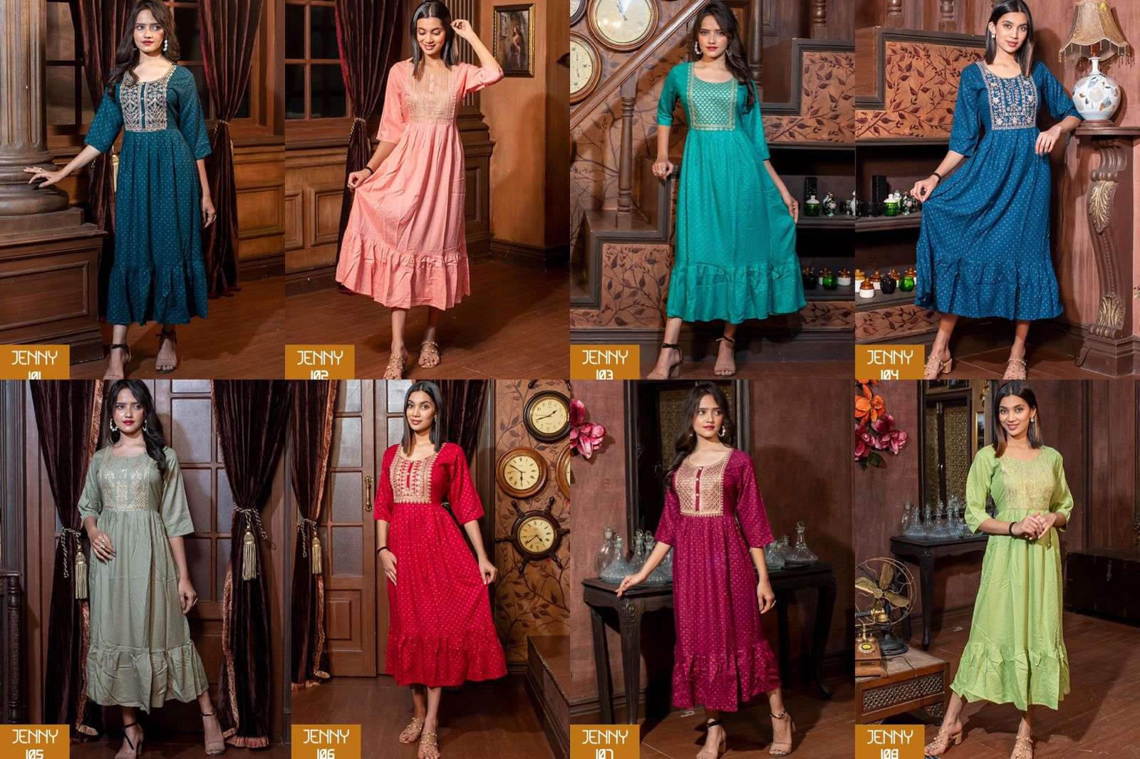 Beauty Queen Jenny catalog  Designer Long Rayon Kurtis