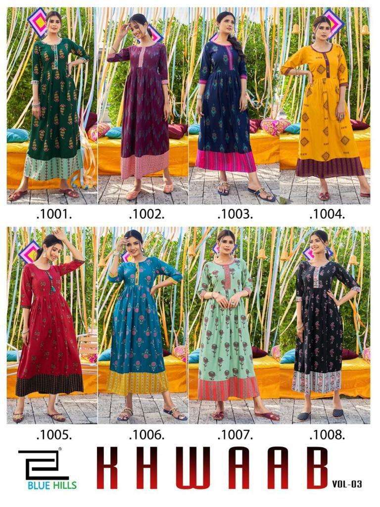 Blue Hills Khwaab vol 3 catalog Stylist Rayon Long Kurtis
