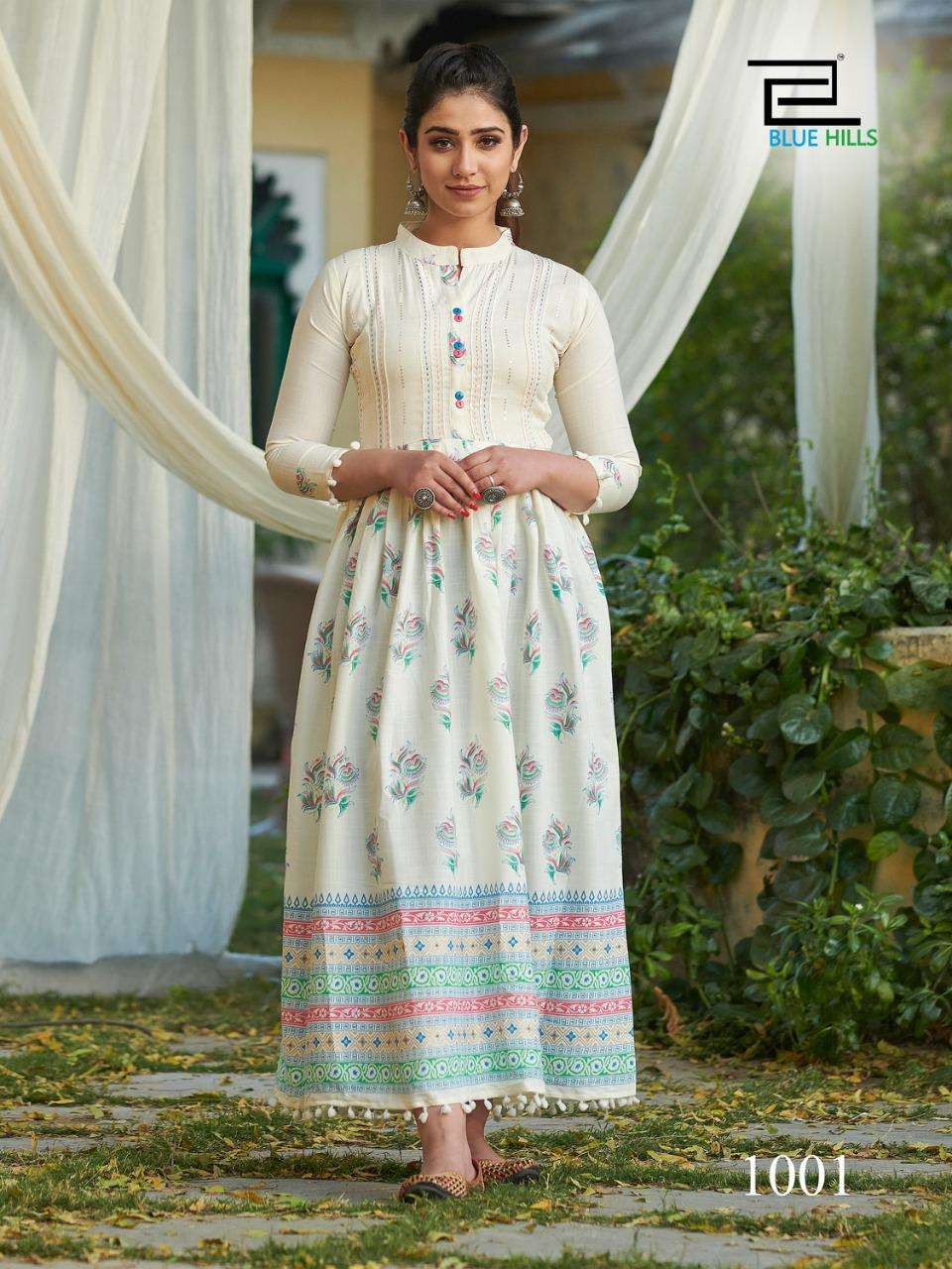 Blue Hills Pom Pom Catalog Party Wear Long Anarkali Gowns