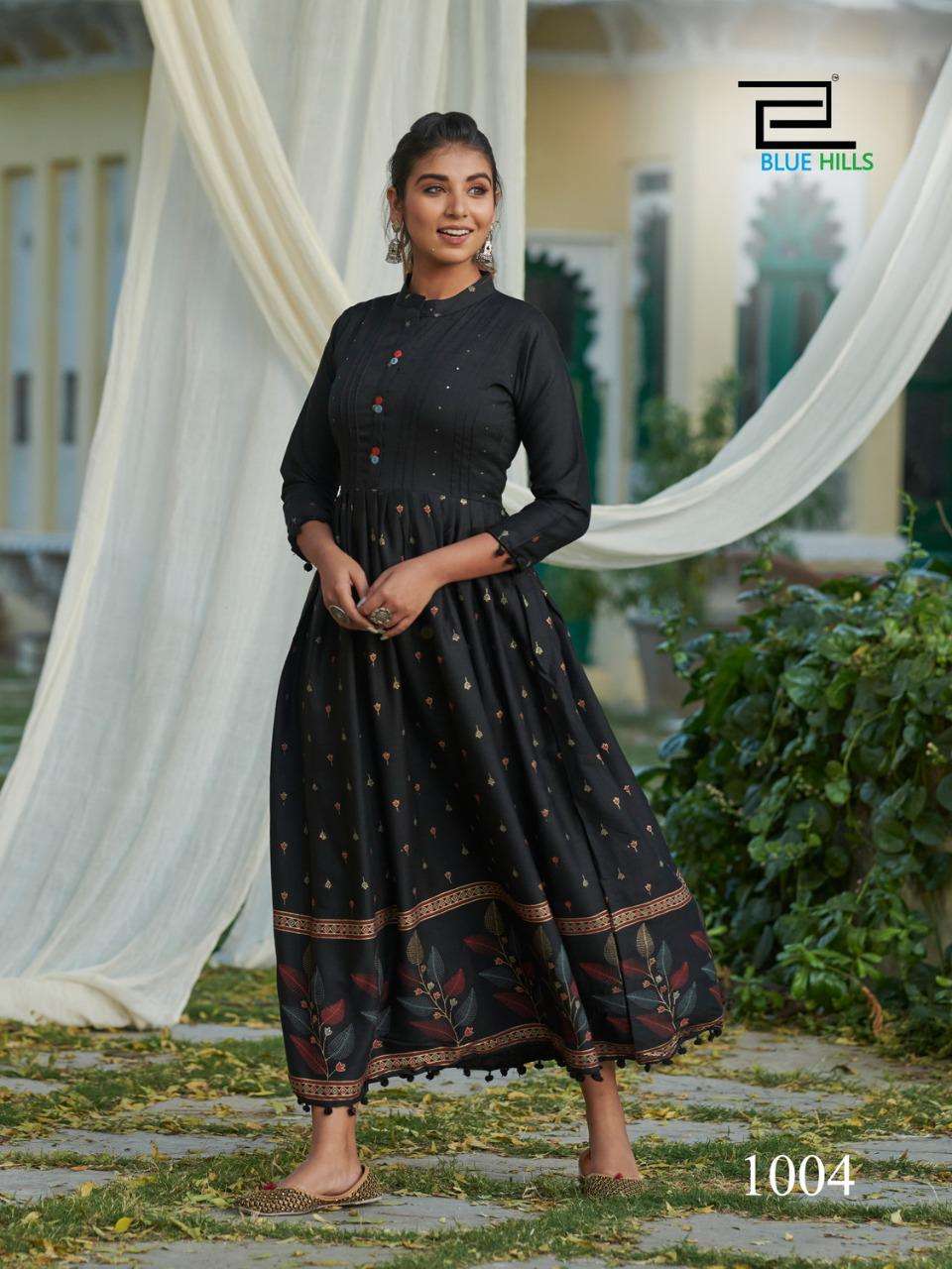 Blue Hills Pom Pom Catalog Party Wear Long Anarkali Gowns