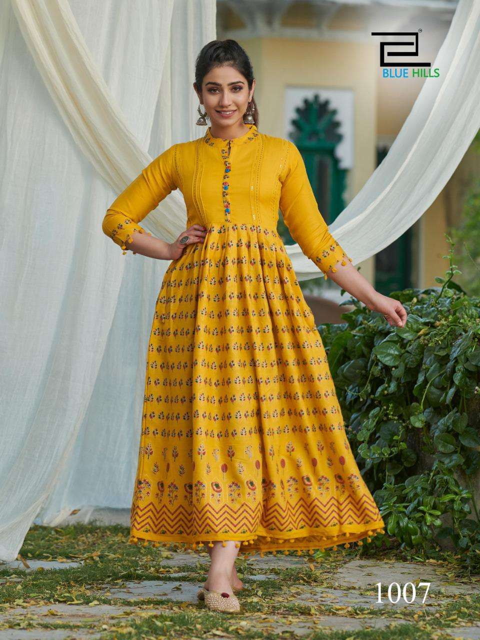 Blue Hills Pom Pom Catalog Party Wear Long Anarkali Gowns