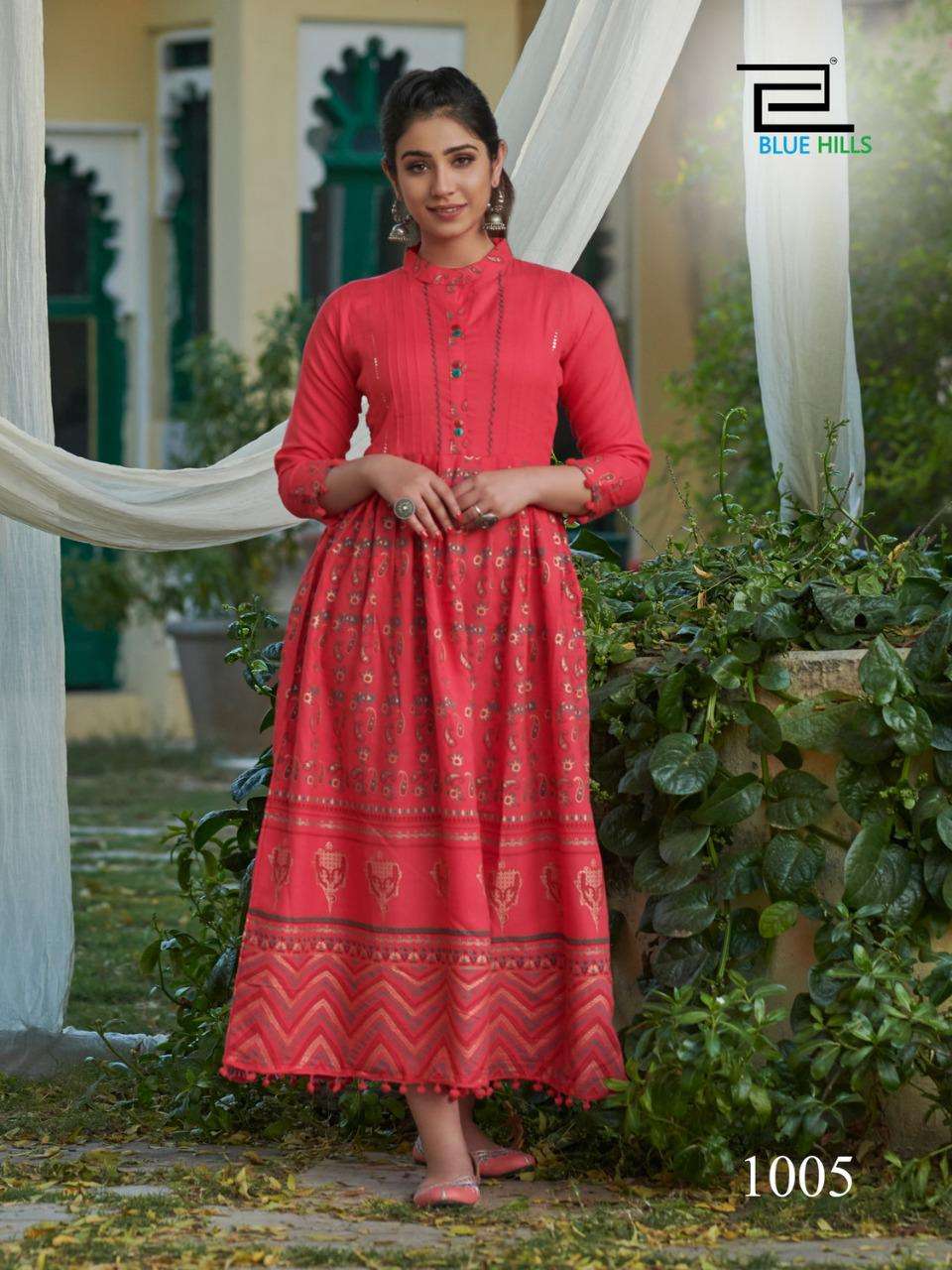 Blue Hills Pom Pom Catalog Party Wear Long Anarkali Gowns