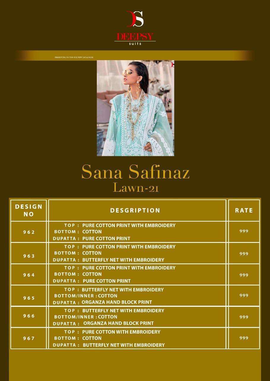 Deepsy Sana Safinaz Lawn 21 Nx Catalog Embroidery Pakistani Salwar Kameez