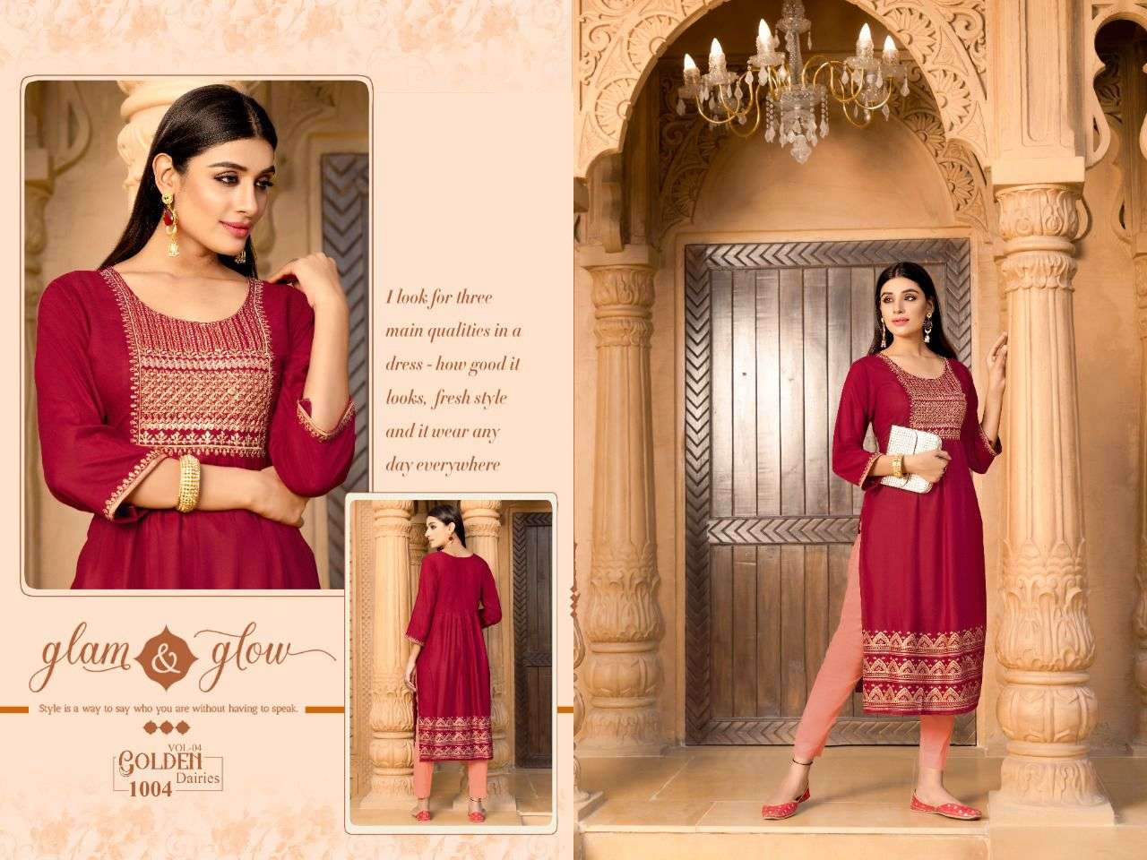Golden Dairies vol 4 catalog  Casual Wear Designer Rayon Slub Kurtis