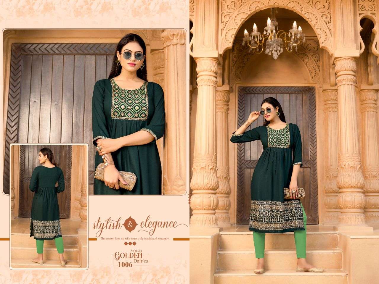 Golden Dairies vol 4 catalog  Casual Wear Designer Rayon Slub Kurtis