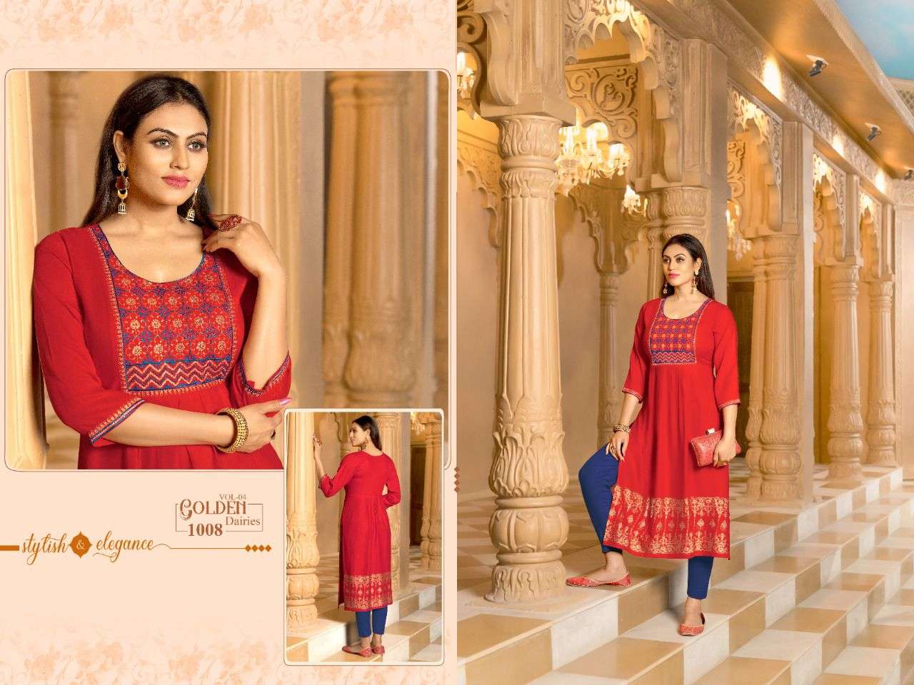 Golden Dairies vol 4 catalog  Casual Wear Designer Rayon Slub Kurtis