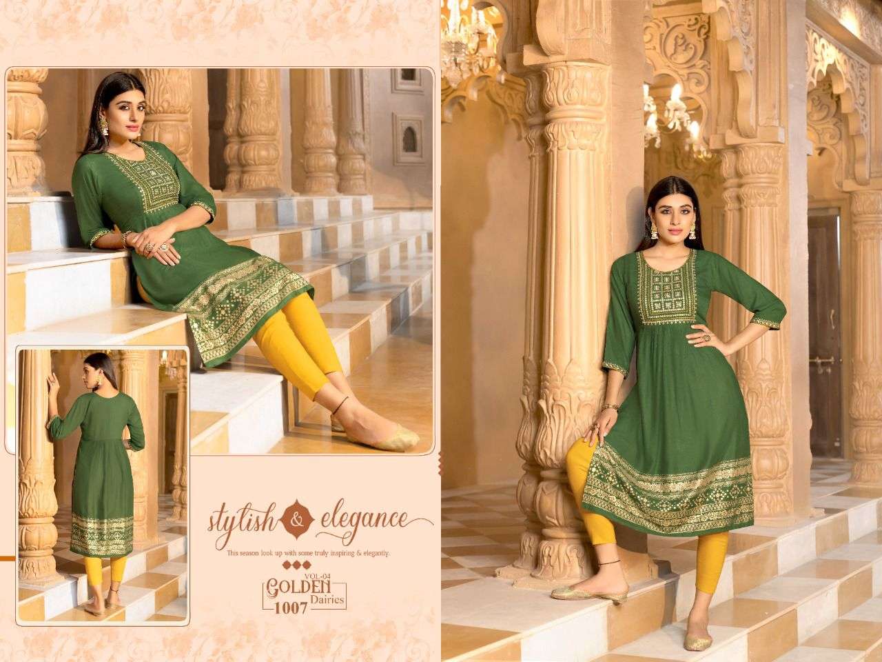Golden Dairies vol 4 catalog  Casual Wear Designer Rayon Slub Kurtis