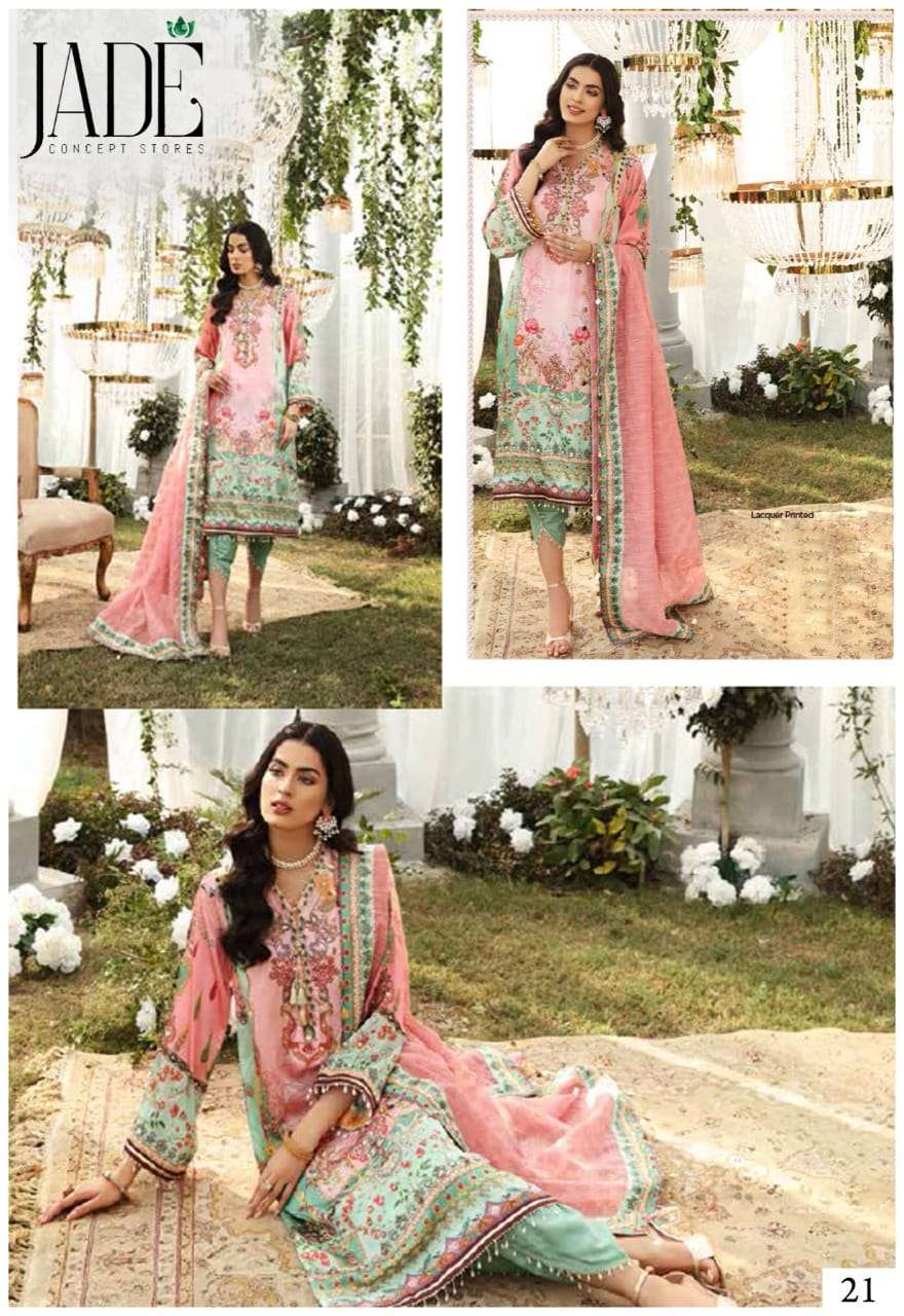 Jade Firdous Urbane Luxury Festive Lawn Vol 3 Catalog Daily Wear Lawn Cotton Dress Materials