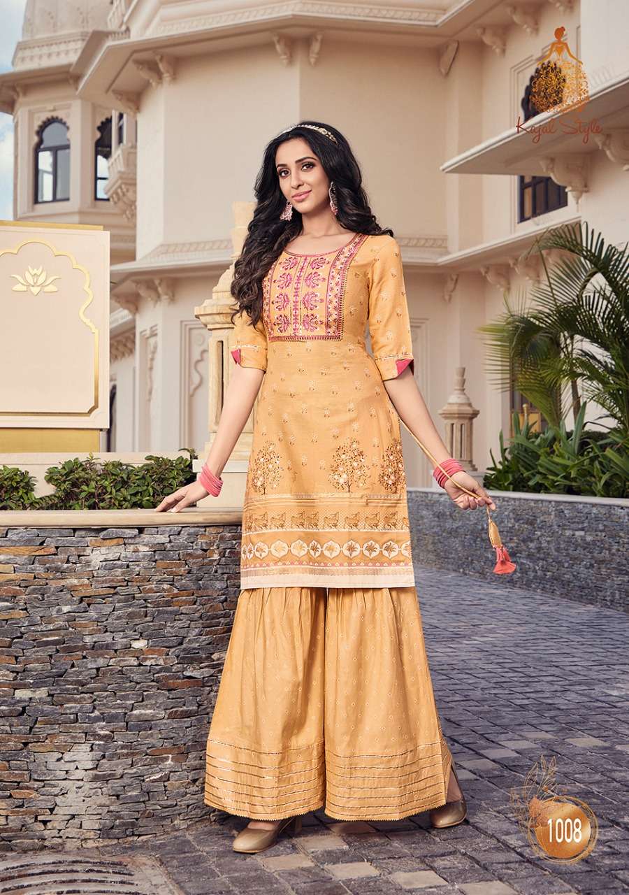 Kajal Style Lavish Vol 1 catalog Designer  Cotton Kurtis With Sharara 