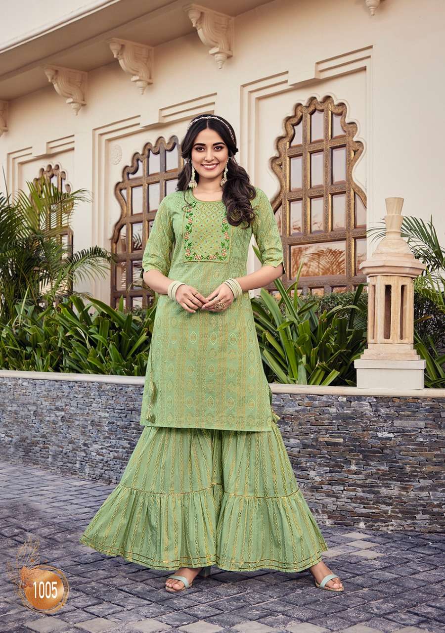 Kajal Style Lavish Vol 1 catalog Designer  Cotton Kurtis With Sharara 