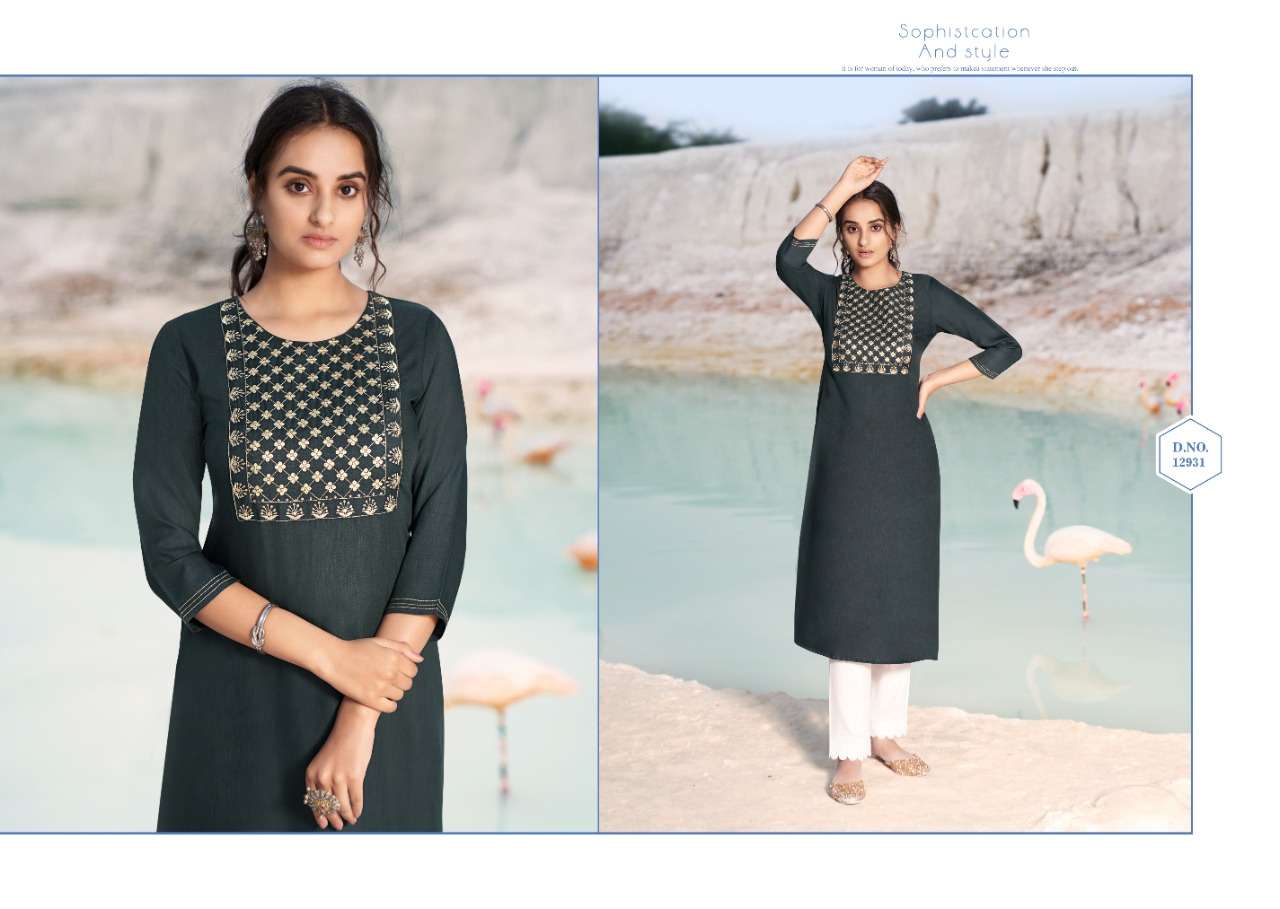 Kalaroop Shahi  catalog  casual wear Rayon Kurtis with Embroidery Work