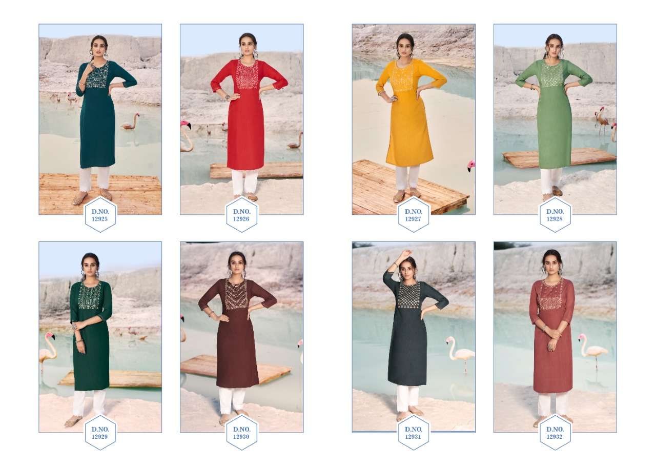 Kalaroop Shahi  catalog  casual wear Rayon Kurtis with Embroidery Work