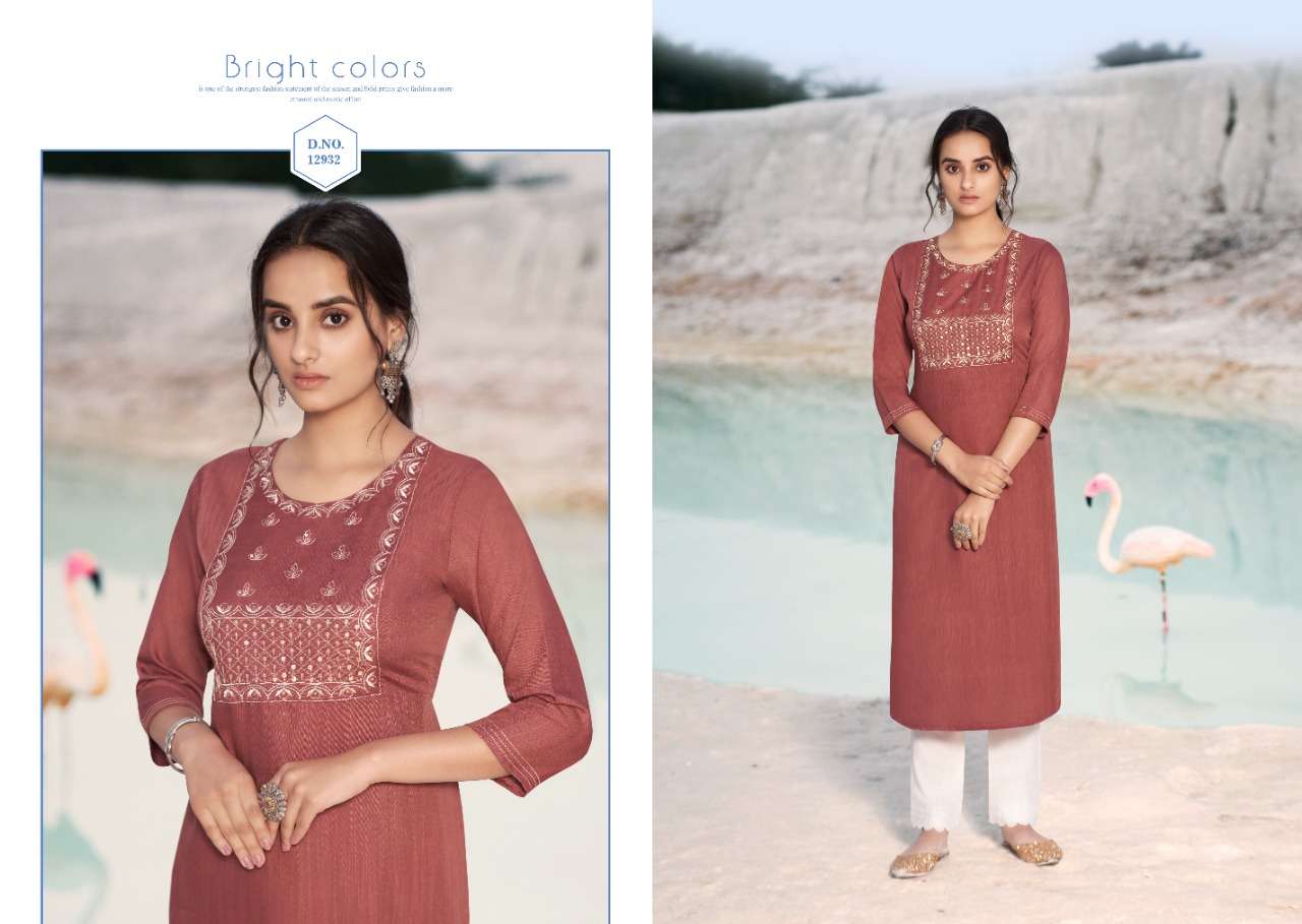 Kalaroop Shahi  catalog  casual wear Rayon Kurtis with Embroidery Work