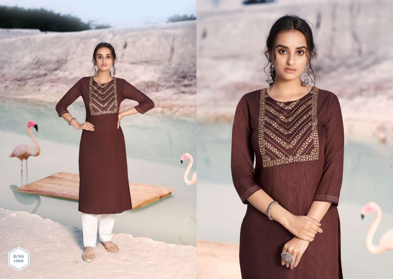 Kalaroop Shahi  catalog  casual wear Rayon Kurtis with Embroidery Work