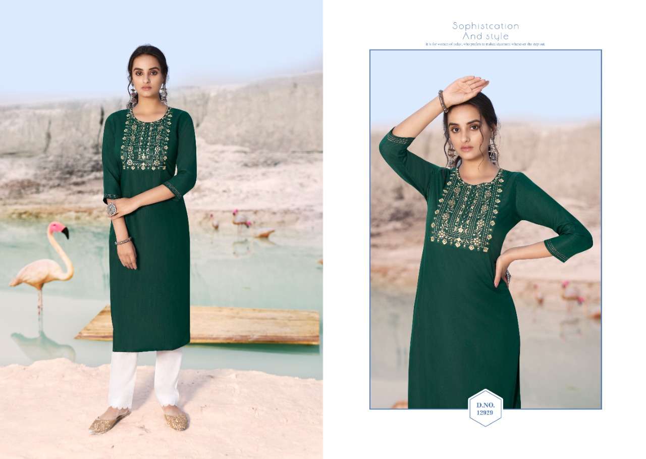 Kalaroop Shahi  catalog  casual wear Rayon Kurtis with Embroidery Work
