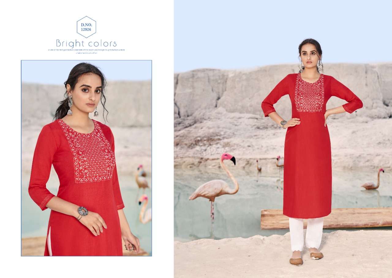 Kalaroop Shahi  catalog  casual wear Rayon Kurtis with Embroidery Work