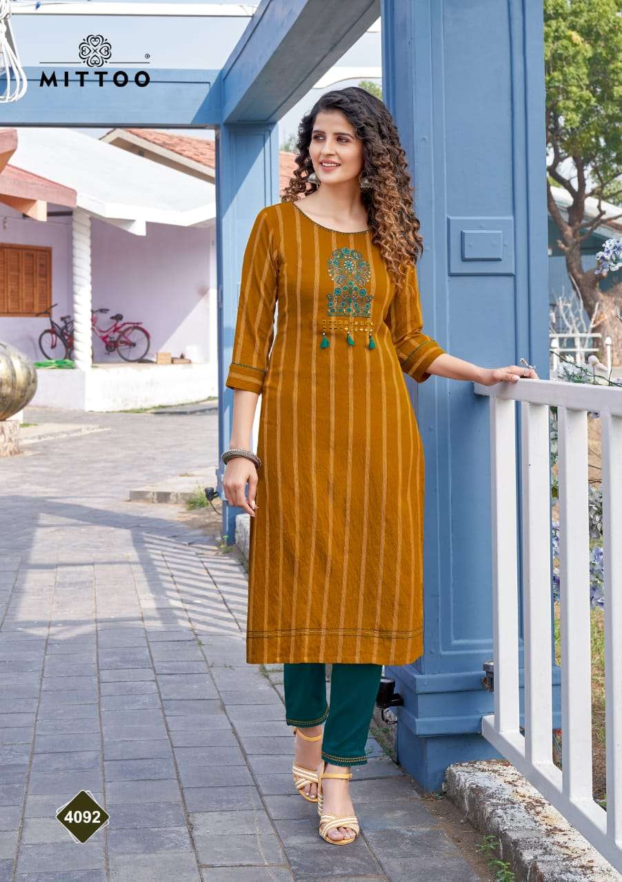 Mittoo Mohini Vol 12  catalog Fancy Rayon Kurtis With Bottom 