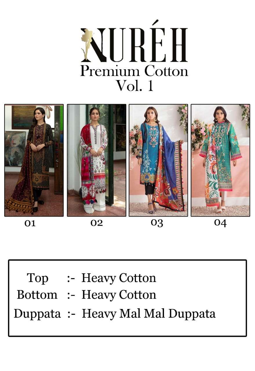 Nureh Premium cotton Vol 1 Designer Cotton Dress Materials