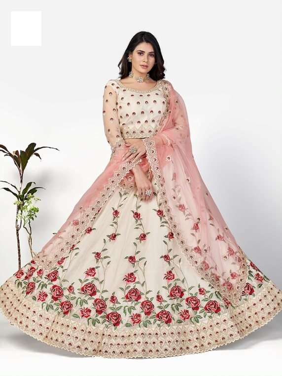  Off White 1128  Semi Stitched Lehenga choli collection Buy Lehenga Choli Online at Best Price 