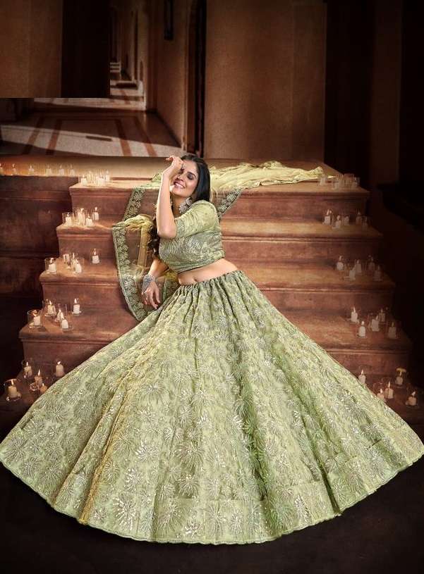  Pista 1107 Designer Soft Net sequins work Buy Lehenga Choli  Wholesale Lehenga Choli  collection 
