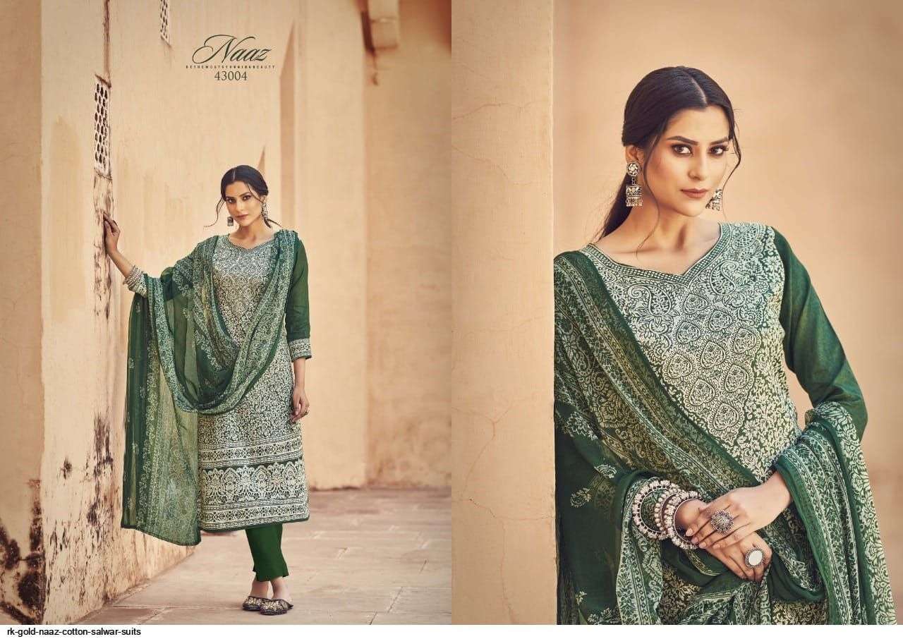 Rk Gold Naaz Catalog Jam Cotton Designer Summer Wear Dress Materials 