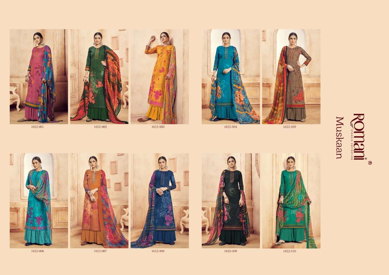 Romani Muskaan Catalog Designer Wear Cambric Cotton Dress Materials
