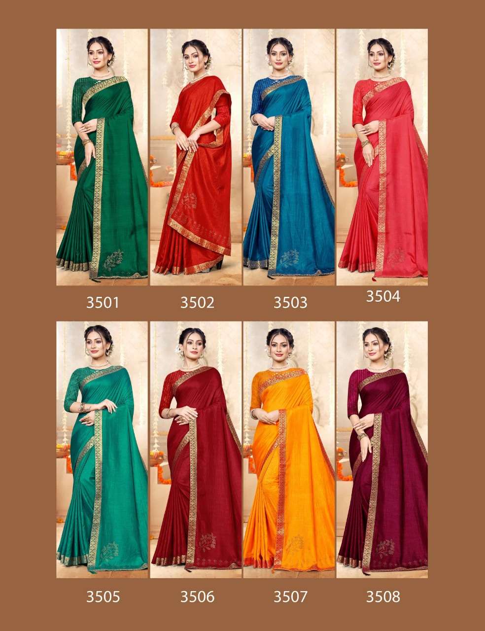 Saroj Dairy Milk Chocolate Combo Catalog Regular Wear Vichitra Silk Sarees 