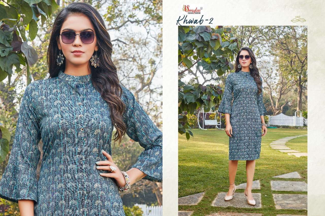 Smylee Khwab vol 2 catalog  Rayon  printed casual wear Kurtis 