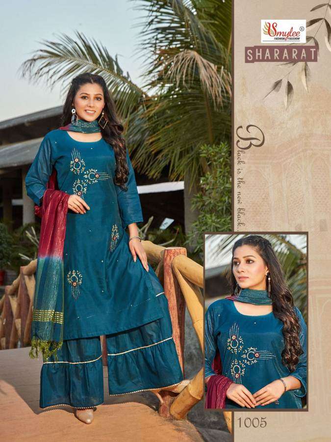 Smylee Shararat catalog  Designer Wear Ready Made top bottom with Duptta set 