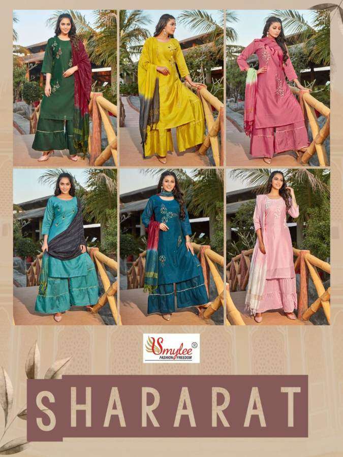 Smylee Shararat catalog  Designer Wear Ready Made top bottom with Duptta set 