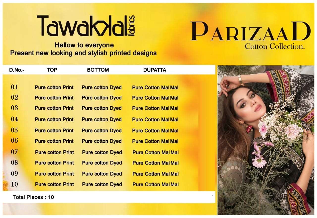 Tawakkal Parizaad Catalog Daily Wear Karachi Cotton Dress Materials