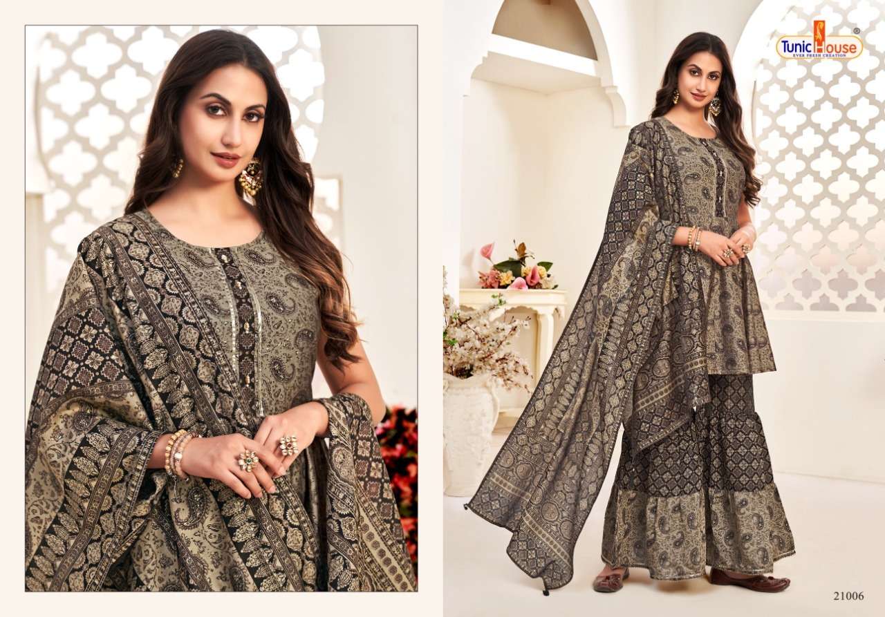Tunic House Harlin Vol 2 Catalog Designer Wear Readymade Top Sharara With Dupatta