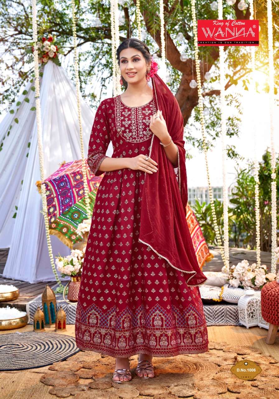 Wanna Dastoor catalog  Rayon Fancy Long Kurti With Fancy Dupatta