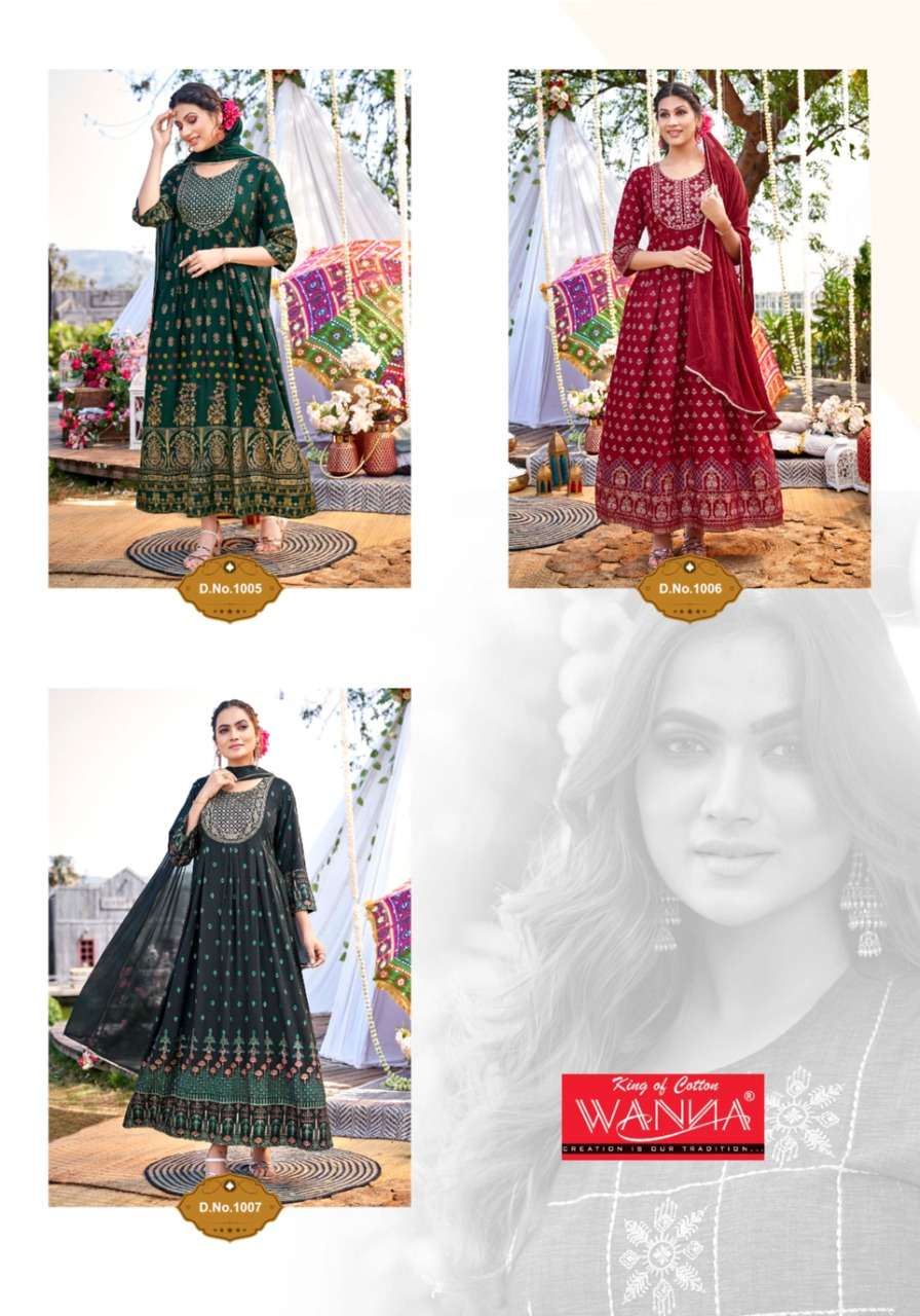 Wanna Dastoor catalog  Rayon Fancy Long Kurti With Fancy Dupatta