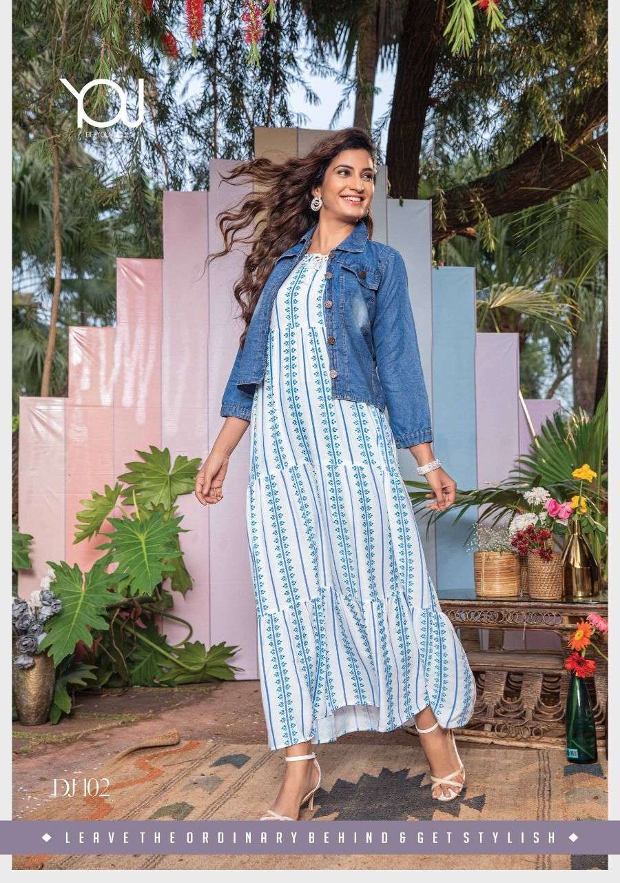 Wanna Denim jacket catalog  Fancy Kurtis With Denim Jacket 