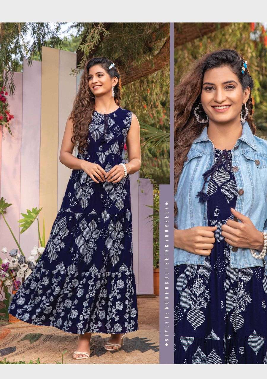 Wanna Denim jacket catalog  Fancy Kurtis With Denim Jacket 