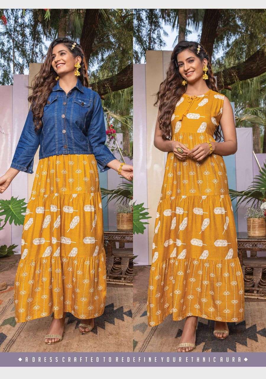 Wanna Denim jacket catalog  Fancy Kurtis With Denim Jacket 