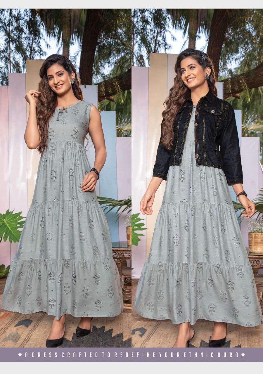 Wanna Denim jacket catalog  Fancy Kurtis With Denim Jacket 