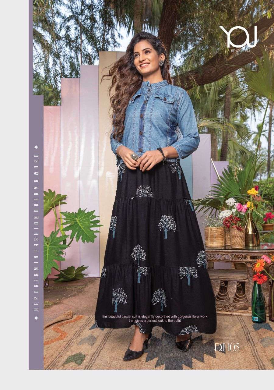 Wanna Denim jacket catalog  Fancy Kurtis With Denim Jacket 