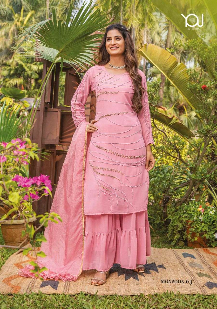  Wanna Monsoon catalog  Fancy Womens Ethnic Kurtis Heavy layer Sharara with Dupatta   