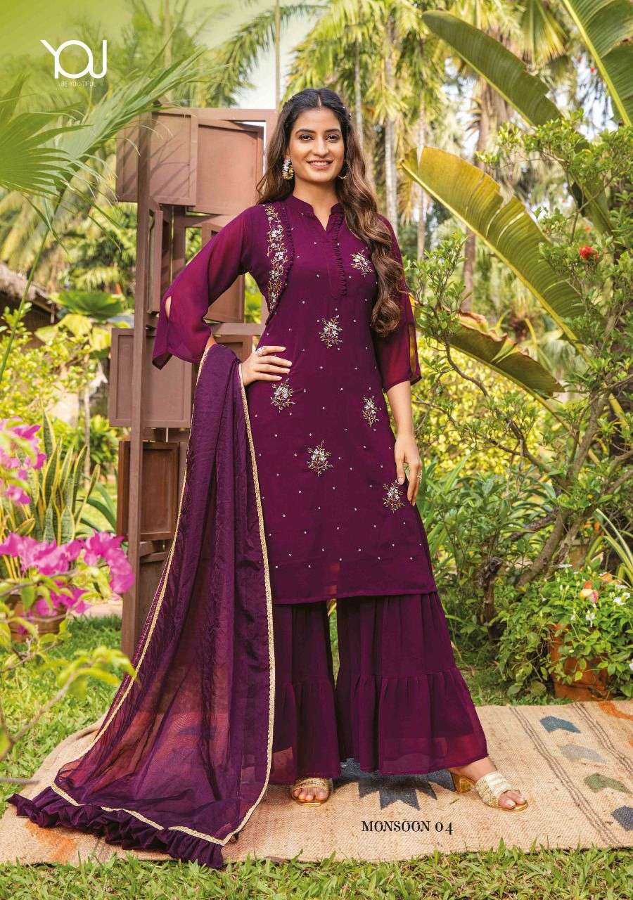  Wanna Monsoon catalog  Fancy Womens Ethnic Kurtis Heavy layer Sharara with Dupatta   